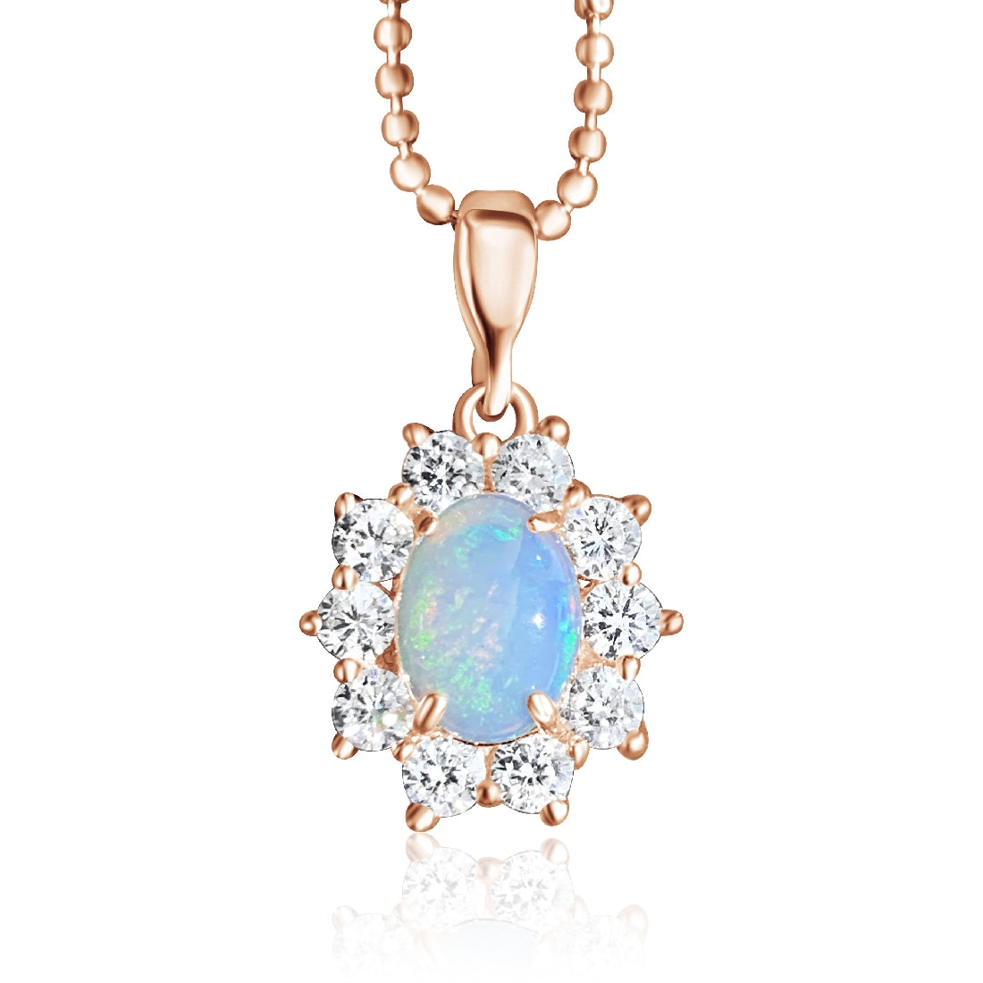 Rose Gold plated Silver 8x6mm White Opal cluster pendant - Masterpiece Jewellery Opal & Gems Sydney Australia | Online Shop