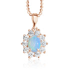 Rose Gold plated Silver 8x6mm White Opal cluster pendant - Masterpiece Jewellery Opal & Gems Sydney Australia | Online Shop