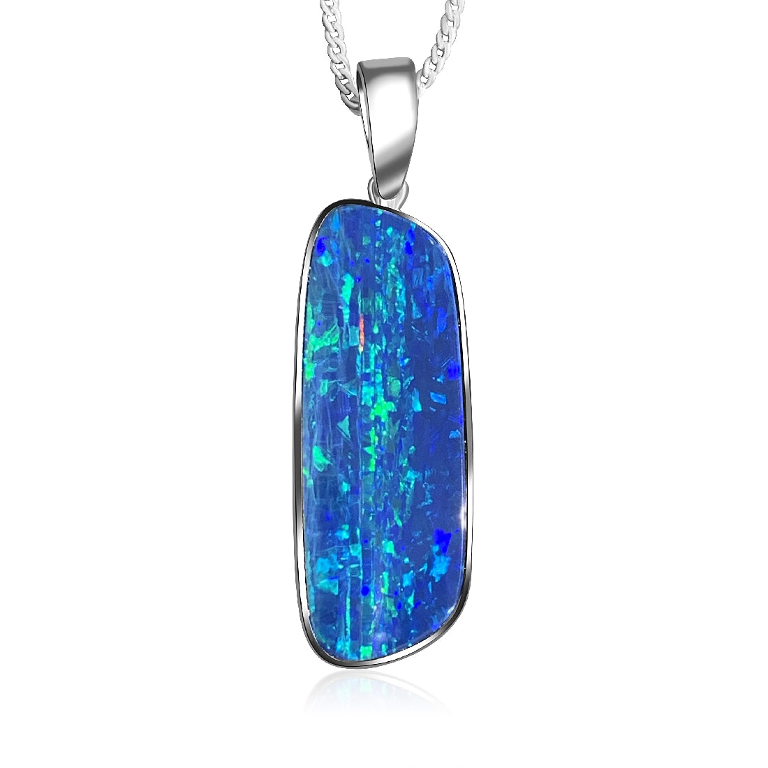 14kt White Gold Opal 9.41ct doublet Blue Green pendant - Masterpiece Jewellery Opal & Gems Sydney Australia | Online Shop