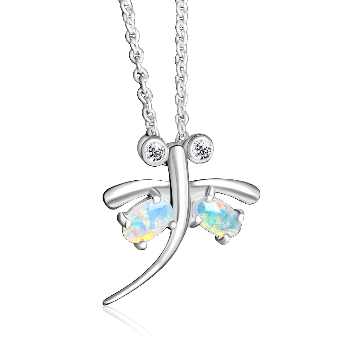 Sterling Silver dragonfly pendant with crystal opal - Masterpiece Jewellery Opal & Gems Sydney Australia | Online Shop