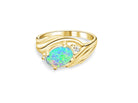 18kt Yellow Gold Black Opal and Diamond slanted ring - Masterpiece Jewellery Opal & Gems Sydney Australia | Online Shop