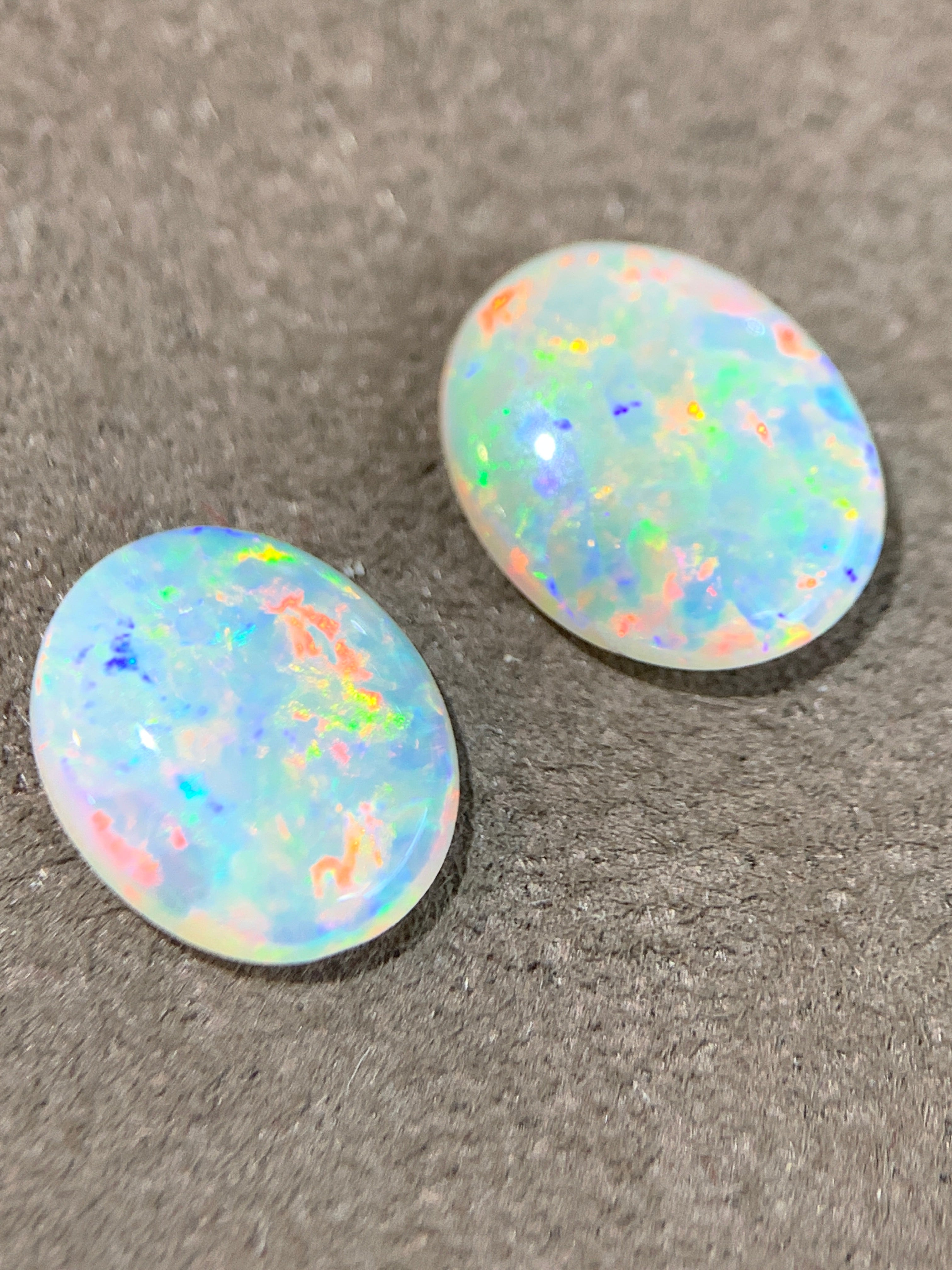 Pair of 3.3ct White Fire Opals - Masterpiece Jewellery Opal & Gems Sydney Australia | Online Shop