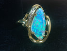 18kt Yellow Gold Crystal Opal and Diamond ring - Masterpiece Jewellery Opal & Gems Sydney Australia | Online Shop