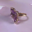 18kt Rose Gold Butterfly design Amethyst and Diamond ring - Masterpiece Jewellery Opal & Gems Sydney Australia | Online Shop