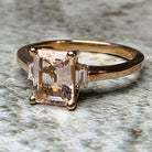 9kt Rose Gold Emerald cut Morganite 1.37ct and Baugette Diamond ring - Masterpiece Jewellery Opal & Gems Sydney Australia | Online Shop