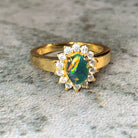 Gold Plated Silver cluster Opal triplet 7x5mm ring - Masterpiece Jewellery Opal & Gems Sydney Australia | Online Shop