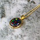 Gold Plated Silver Opal triplet 12x10mm bezel set pendant - Masterpiece Jewellery Opal & Gems Sydney Australia | Online Shop