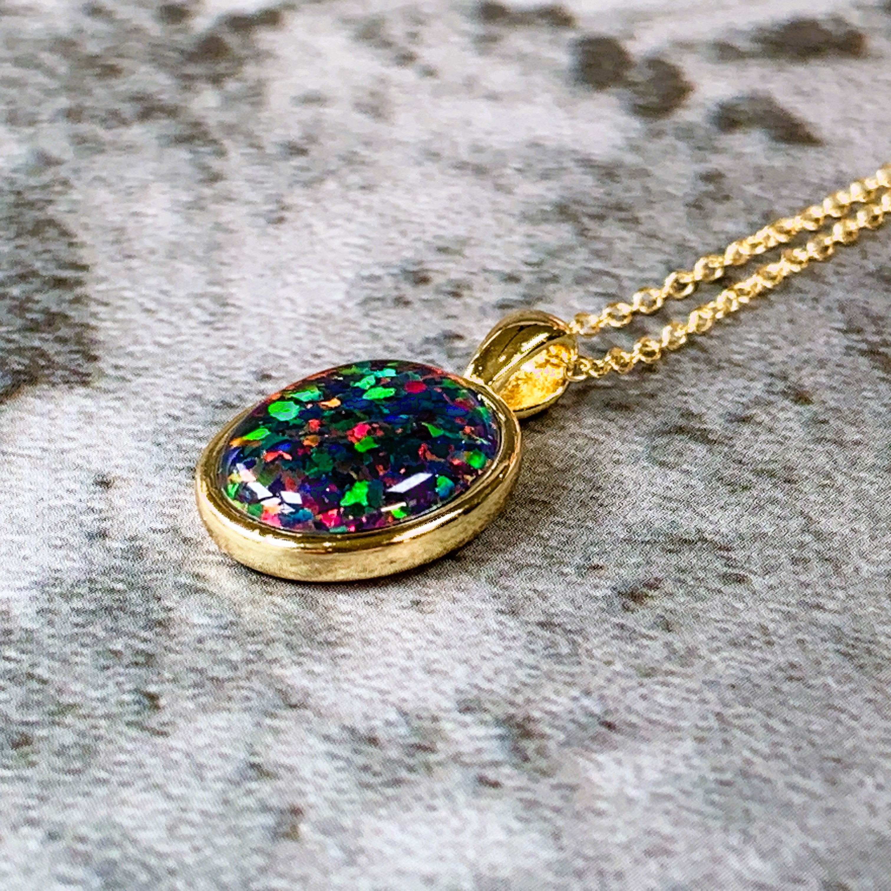 Gold Plated Silver Opal triplet 12x10mm bezel set pendant - Masterpiece Jewellery Opal & Gems Sydney Australia | Online Shop