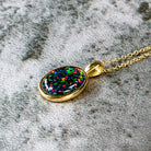 Gold Plated Silver Opal triplet 12x10mm bezel set pendant - Masterpiece Jewellery Opal & Gems Sydney Australia | Online Shop