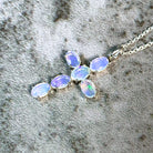 Sterling Silver Opal cross 25x15mm - Masterpiece Jewellery Opal & Gems Sydney Australia | Online Shop