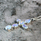 Sterling Silver Opal cross 25x15mm - Masterpiece Jewellery Opal & Gems Sydney Australia | Online Shop