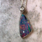 14kt White Gold Opal 3ct Doublet and Diamond triangle pendant - Masterpiece Jewellery Opal & Gems Sydney Australia | Online Shop