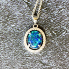 Sterling Silver halo Opal triplet 10x8mm pendant - Masterpiece Jewellery Opal & Gems Sydney Australia | Online Shop