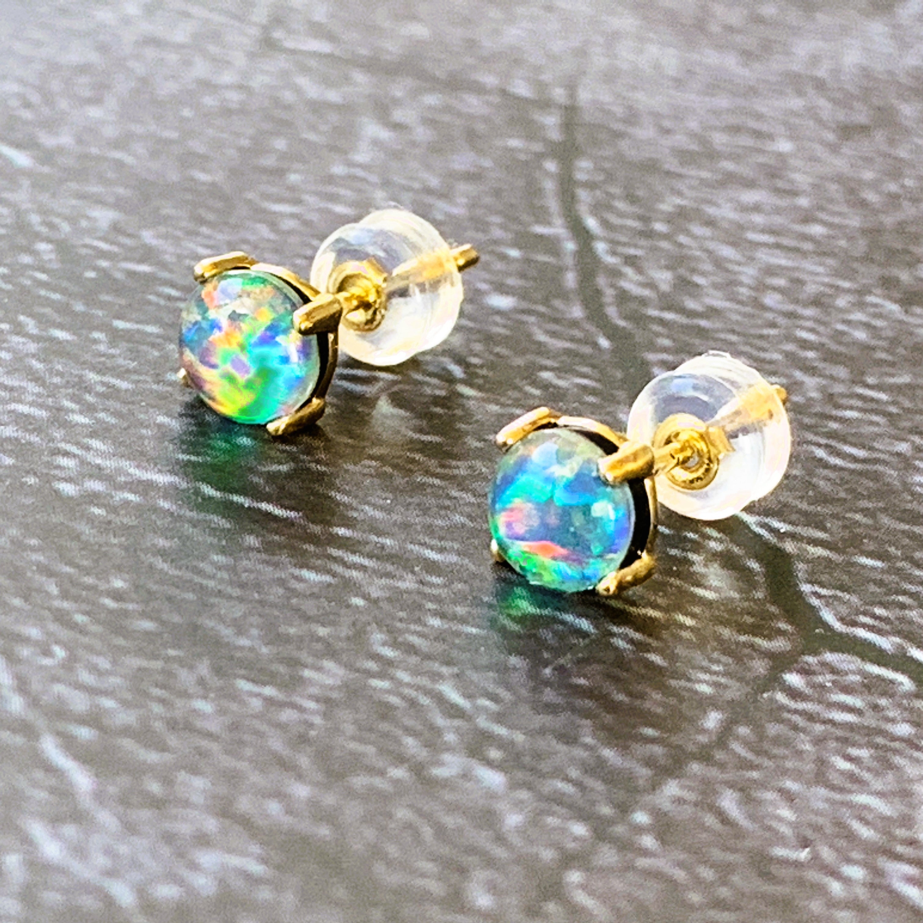 9kt Yellow Gold Opal triplet 5mm studs - Masterpiece Jewellery Opal & Gems Sydney Australia | Online Shop