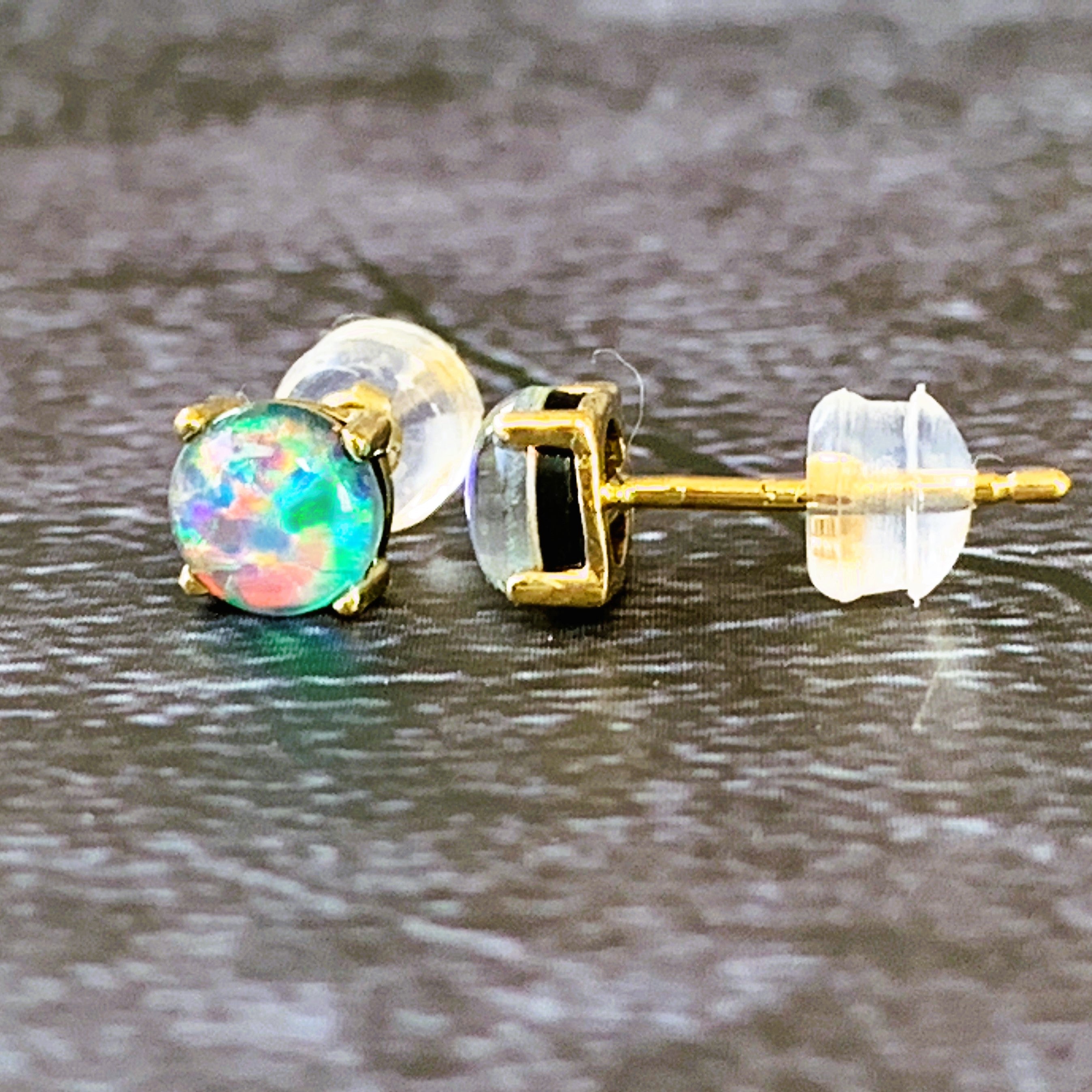 9kt Yellow Gold Opal triplet 5mm studs - Masterpiece Jewellery Opal & Gems Sydney Australia | Online Shop