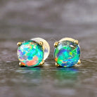 9kt Yellow Gold Opal triplet 5mm studs - Masterpiece Jewellery Opal & Gems Sydney Australia | Online Shop