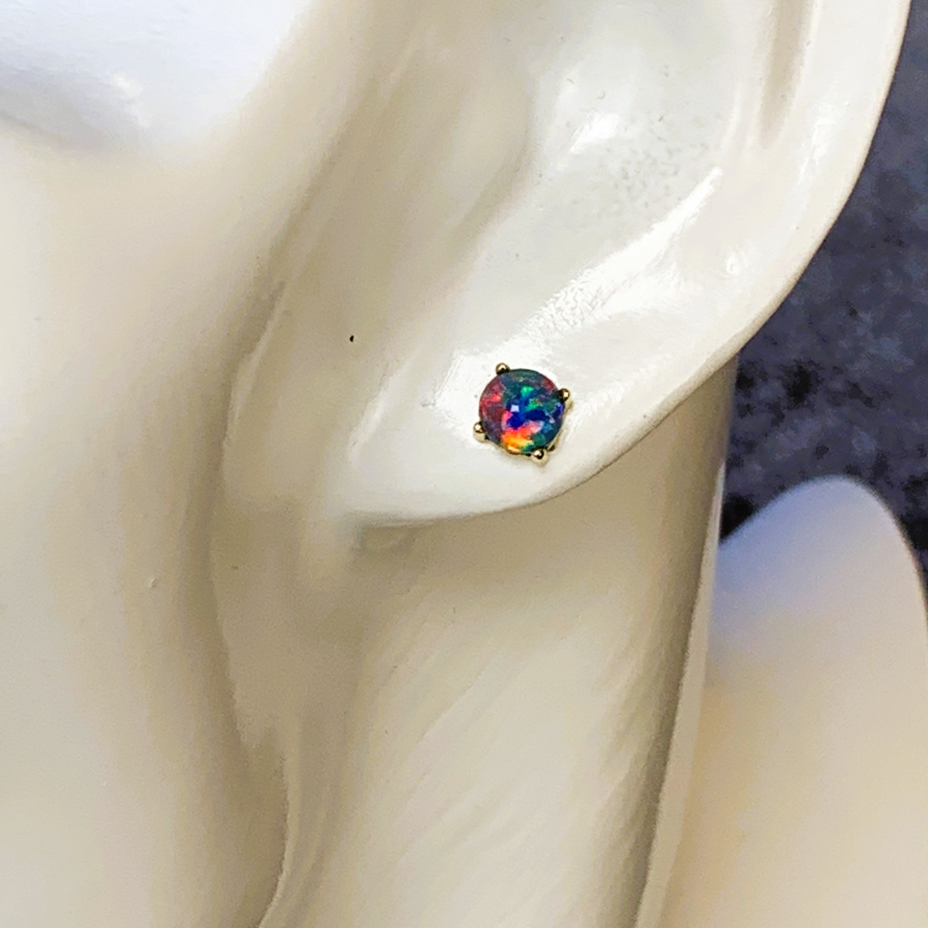 9kt Yellow Gold Opal triplet 5mm studs - Masterpiece Jewellery Opal & Gems Sydney Australia | Online Shop