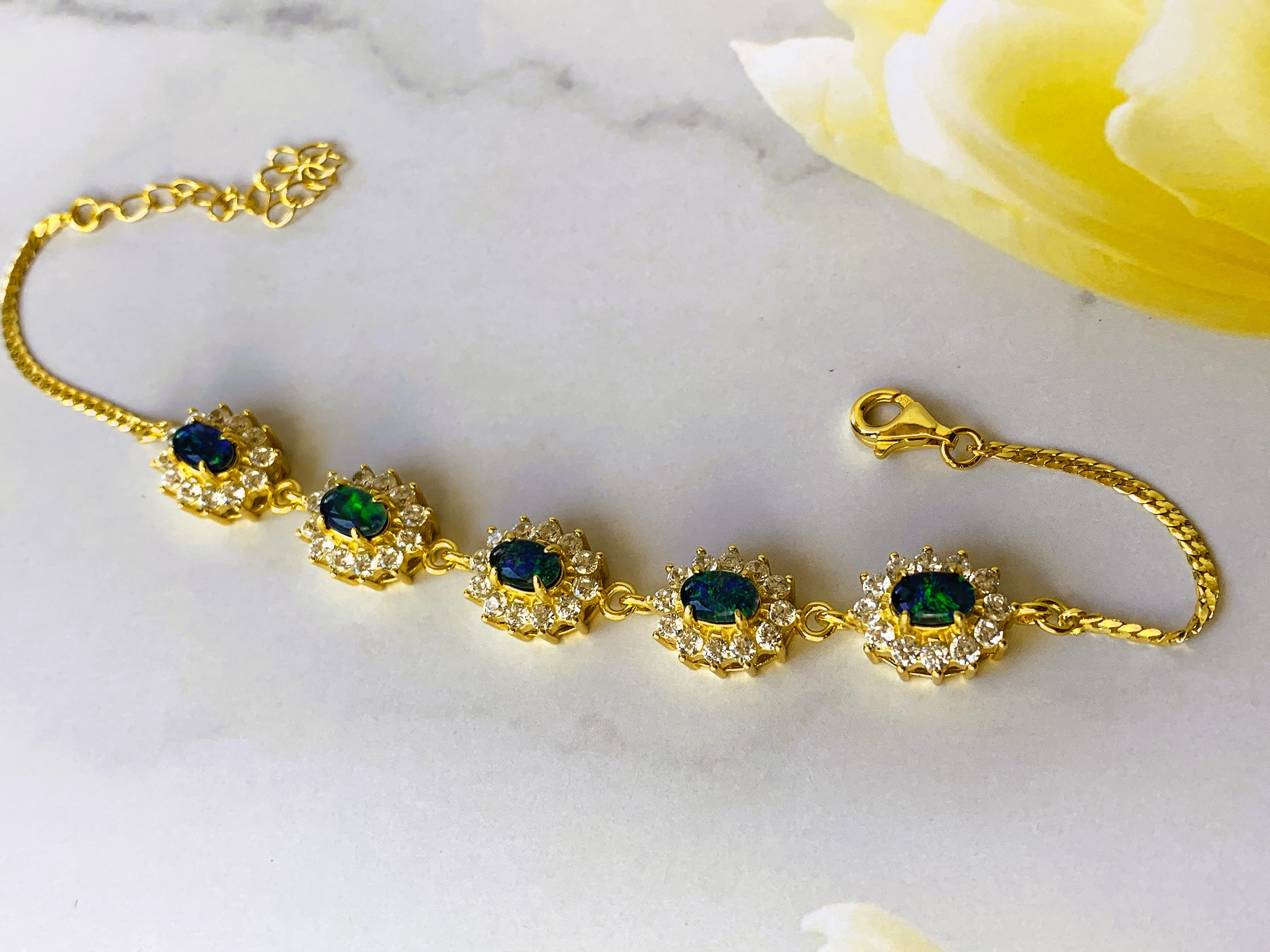 Gold plated Sterling Silver Opal bracelet - Masterpiece Jewellery Opal & Gems Sydney Australia | Online Shop