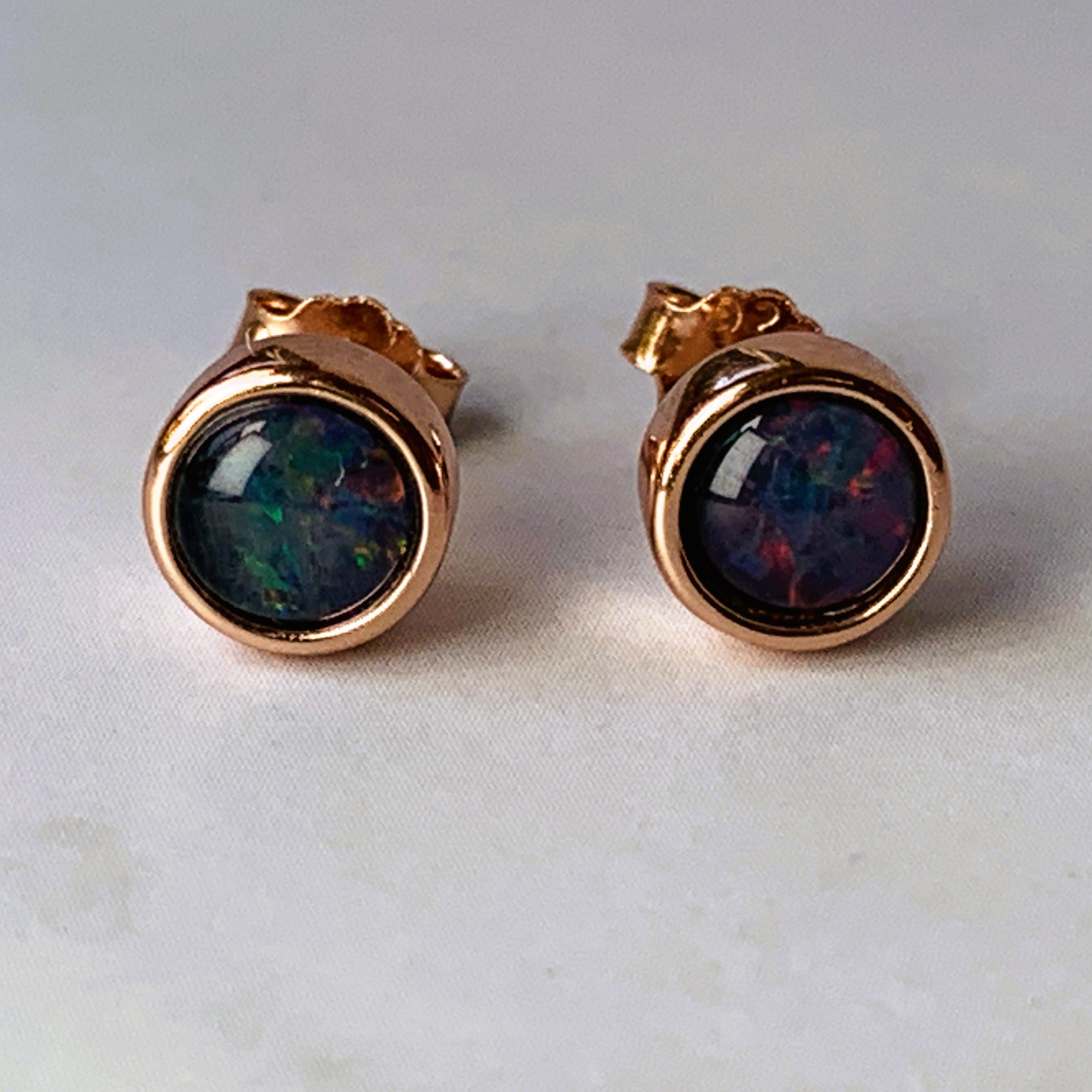 Rose Gold Plated 5mm bezel set earrings - Masterpiece Jewellery Opal & Gems Sydney Australia | Online Shop