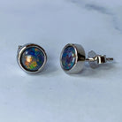 Sterling Silver 5mm bezel set round Opal triplets - Masterpiece Jewellery Opal & Gems Sydney Australia | Online Shop