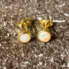 Gold Plated Silver 5mm bezel set White Opal round studs - Masterpiece Jewellery Opal & Gems Sydney Australia | Online Shop