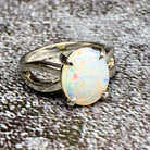 9kt White Gold Solitaire White Fiery Opal 2.31ct claw set - Masterpiece Jewellery Opal & Gems Sydney Australia | Online Shop