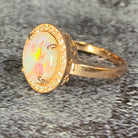 14kt Rose Gold Halo ring set with one 1.88ct White Opal and Diamonds - Masterpiece Jewellery Opal & Gems Sydney Australia | Online Shop