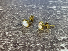 5mm Round White Opal Yellow Gold plated studs claw set - Masterpiece Jewellery Opal & Gems Sydney Australia | Online Shop