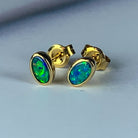 14kt Yellow Gold 5x3mm Opal studs - Masterpiece Jewellery Opal & Gems Sydney Australia | Online Shop