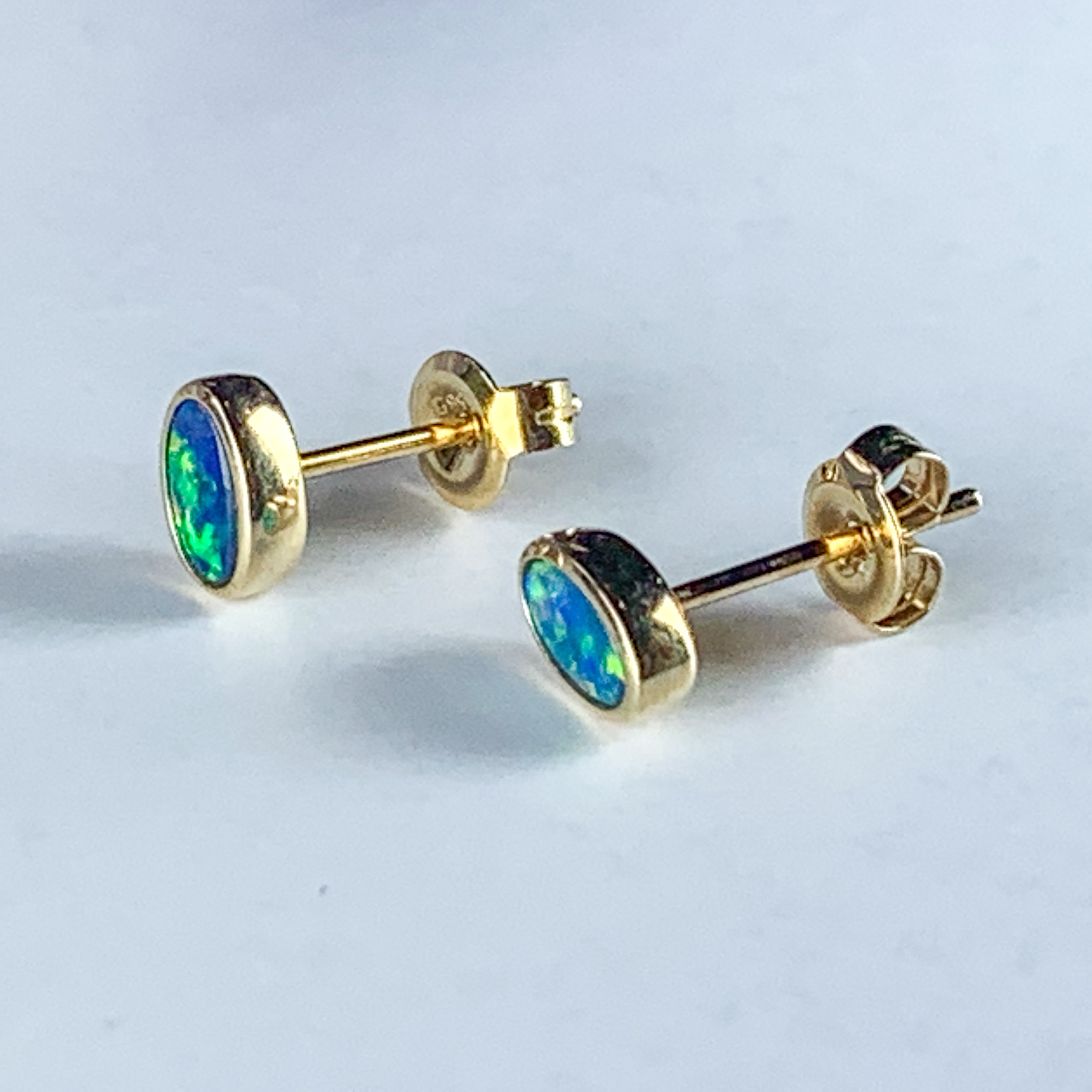 14kt Yellow Gold 5x3mm Opal studs - Masterpiece Jewellery Opal & Gems Sydney Australia | Online Shop