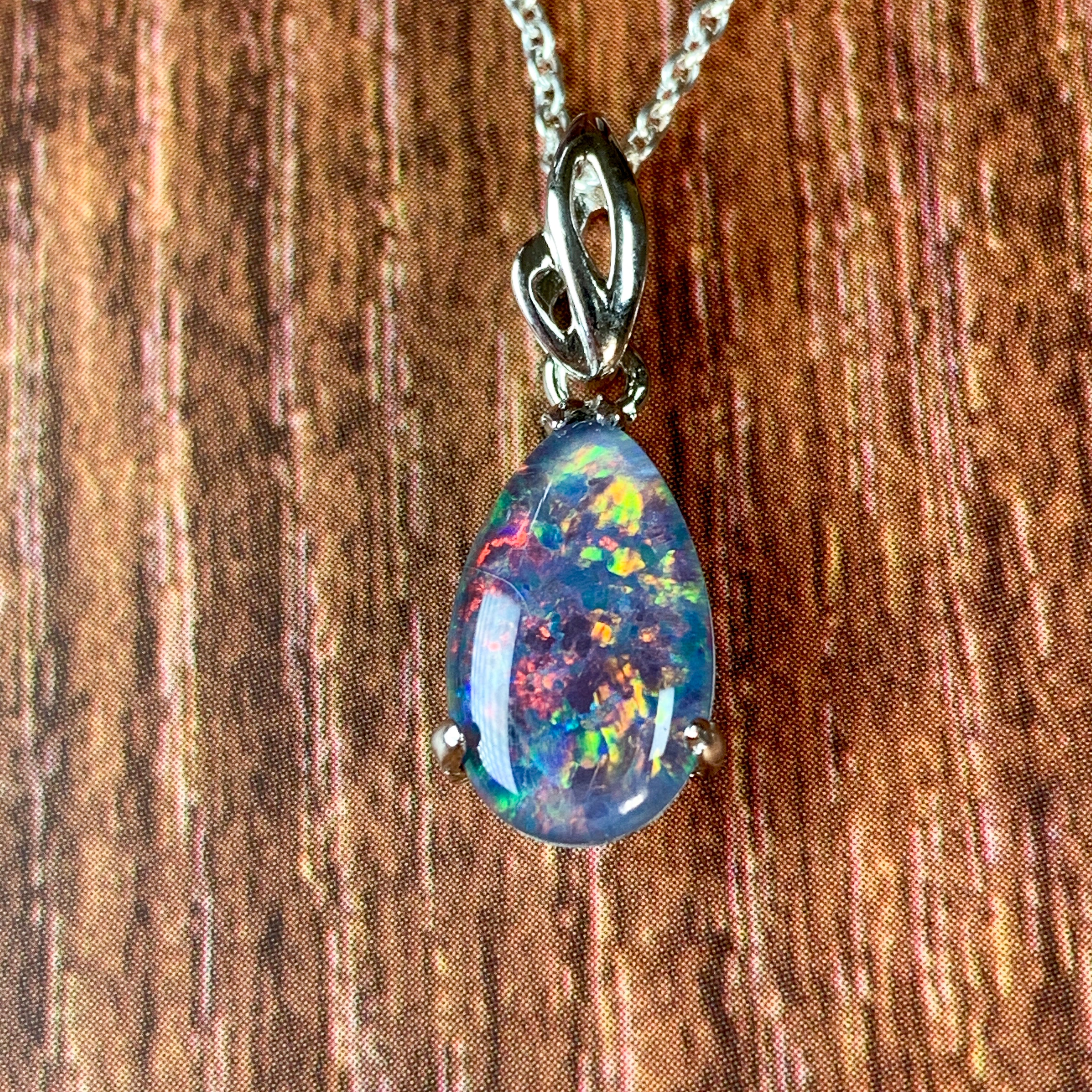 Sterling Silver 13x8mm Opal triplet pendant - Masterpiece Jewellery Opal & Gems Sydney Australia | Online Shop