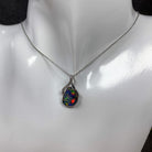 14kt White Gold Multi colour Opal 10x14mm and Diamond pendant - Masterpiece Jewellery Opal & Gems Sydney Australia | Online Shop