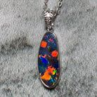 14kt White Gold Fire Opal 17.8x6.6mm and Diamond pendant - Masterpiece Jewellery Opal & Gems Sydney Australia | Online Shop