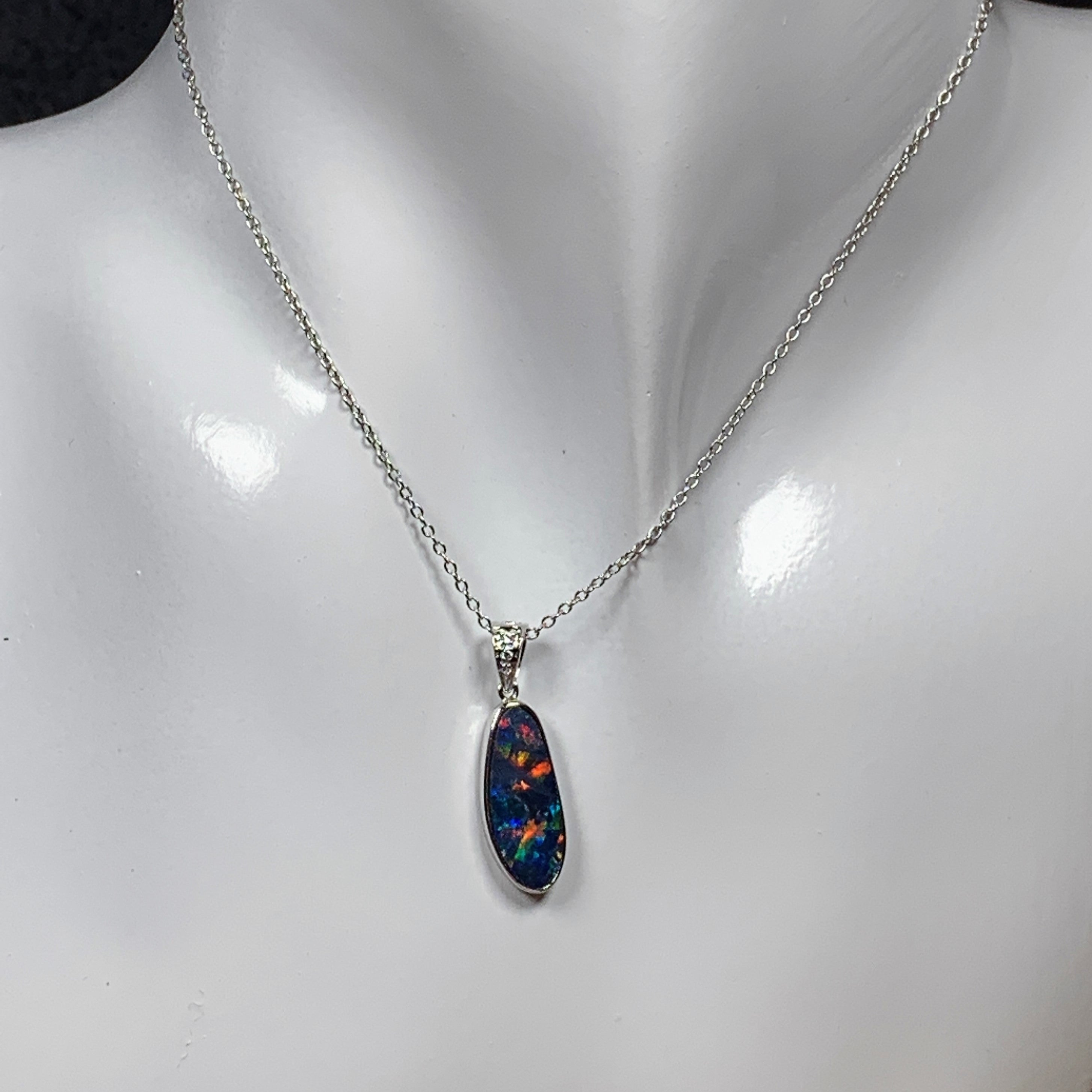 14kt White Gold Fire Opal 17.8x6.6mm and Diamond pendant - Masterpiece Jewellery Opal & Gems Sydney Australia | Online Shop