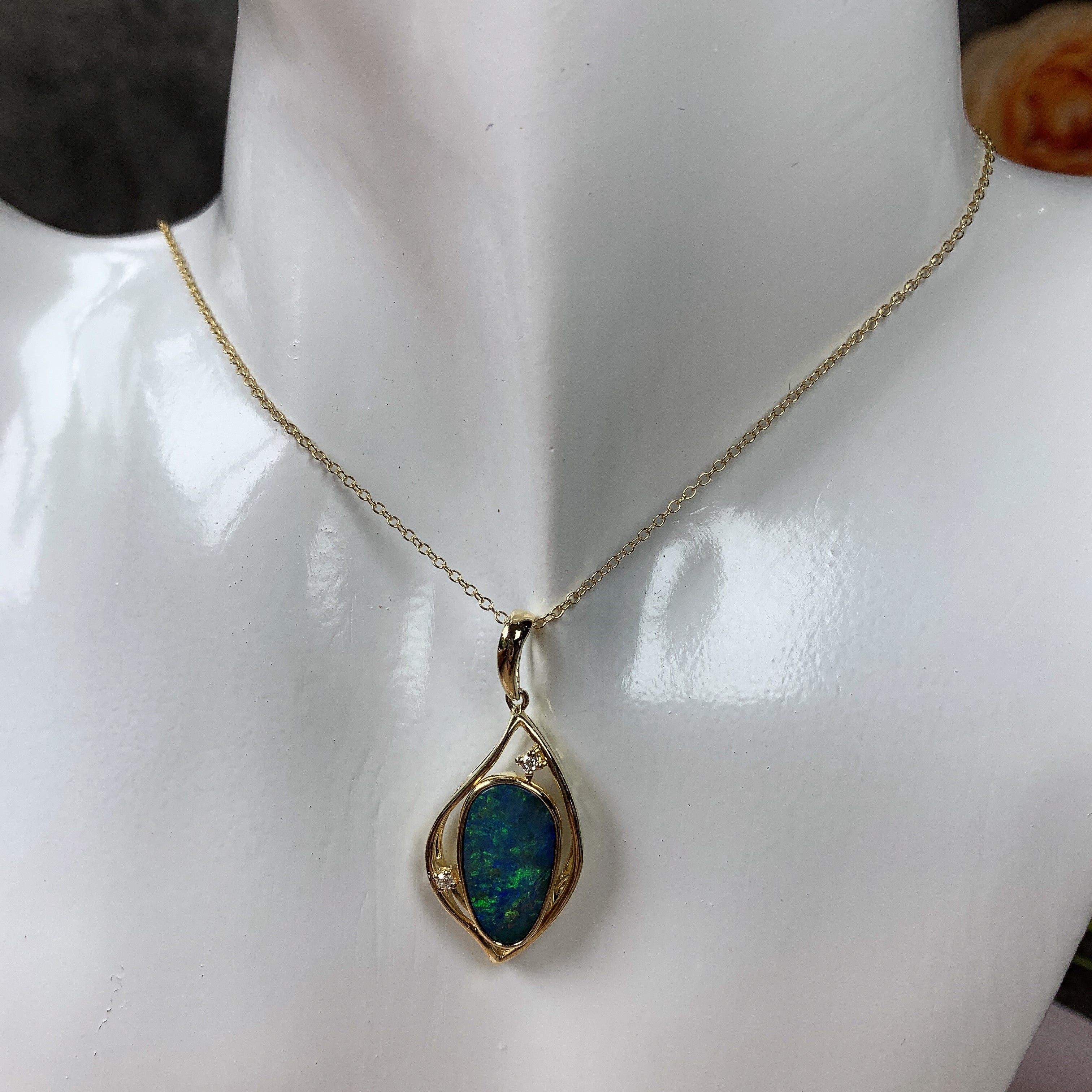 18kt Gold Plated Silver Opal 16x10mm pendant - Masterpiece Jewellery Opal & Gems Sydney Australia | Online Shop