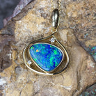 Yellow Gold plated silver Opal 14x10mm pendant - Masterpiece Jewellery Opal & Gems Sydney Australia | Online Shop