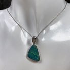 Sterling Silver Multi colour Triangular design Opal pendant 33x16mm - Masterpiece Jewellery Opal & Gems Sydney Australia | Online Shop