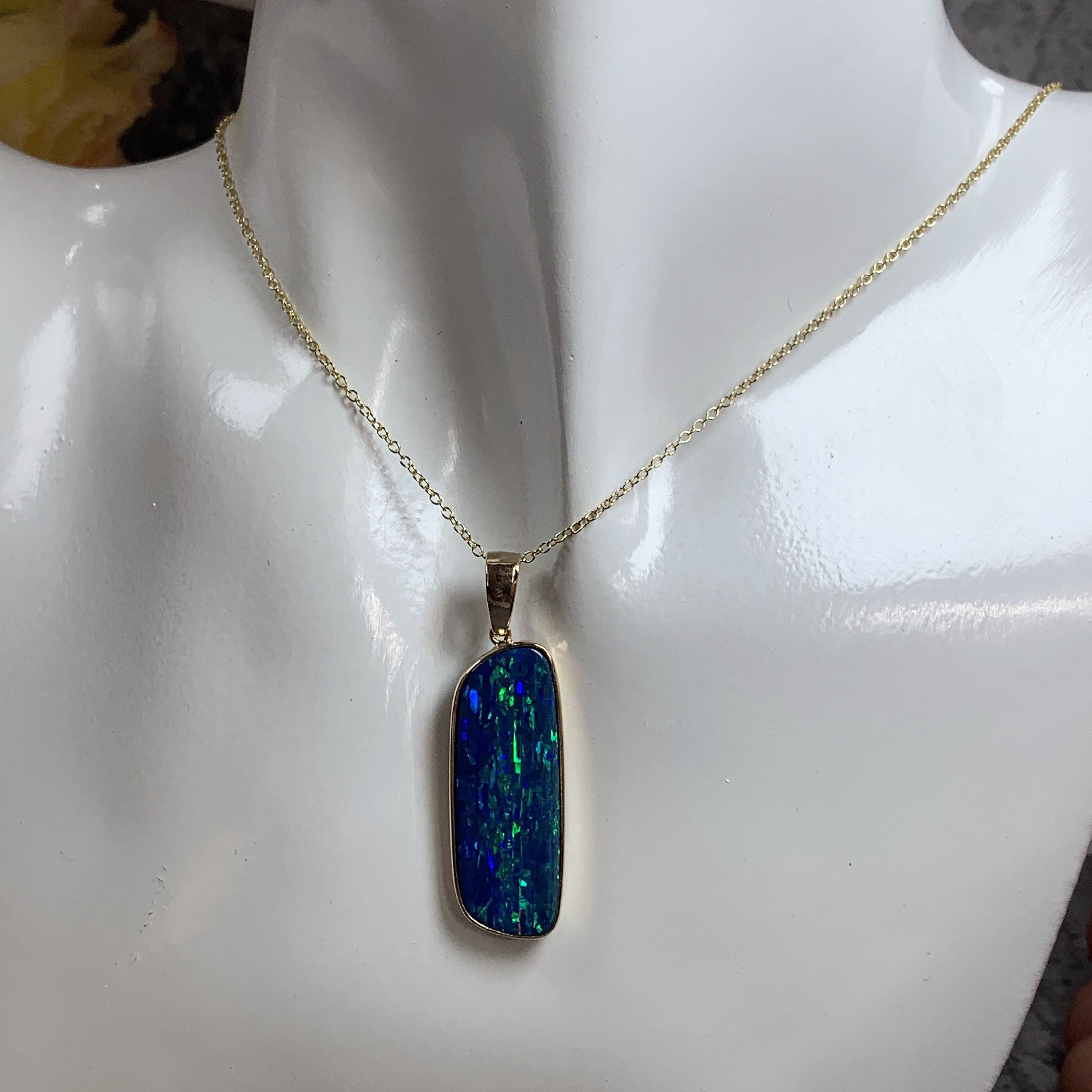 14kt Yellow Gold Australian Opal 9.41ct bezel set pendant - Masterpiece Jewellery Opal & Gems Sydney Australia | Online Shop