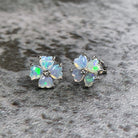 Sterling Silver Floral heart shape Crystal Opal earrings - Masterpiece Jewellery Opal & Gems Sydney Australia | Online Shop