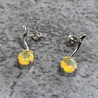 Sterling Silver 9x7mm Light Yellow Opal dangling earrings - Masterpiece Jewellery Opal & Gems Sydney Australia | Online Shop