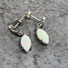 Sterling silver drop Marquise White Opals earrings - Masterpiece Jewellery Opal & Gems Sydney Australia | Online Shop