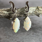 Sterling silver drop Marquise White Opals earrings - Masterpiece Jewellery Opal & Gems Sydney Australia | Online Shop