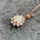 Rose Gold plated Silver 8x6mm White Opal cluster pendant - Masterpiece Jewellery Opal & Gems Sydney Australia | Online Shop