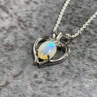 Sterling Silver Heart pendant 8x6mm White Opal - Masterpiece Jewellery Opal & Gems Sydney Australia | Online Shop