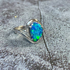 Sterling Silver freeform Black Opal 2.07ct doublet claw set - Masterpiece Jewellery Opal & Gems Sydney Australia | Online Shop