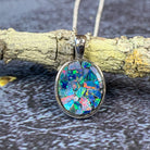 Sterling Silver Mosiac Opal Oval bezel pendant 12x10mm - Masterpiece Jewellery Opal & Gems Sydney Australia | Online Shop