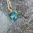 Sterling Silver Mosiac Opal Oval bezel pendant 12x10mm - Masterpiece Jewellery Opal & Gems Sydney Australia | Online Shop