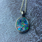 Sterling Silver Mosiac Opal Oval bezel pendant 12x10mm - Masterpiece Jewellery Opal & Gems Sydney Australia | Online Shop