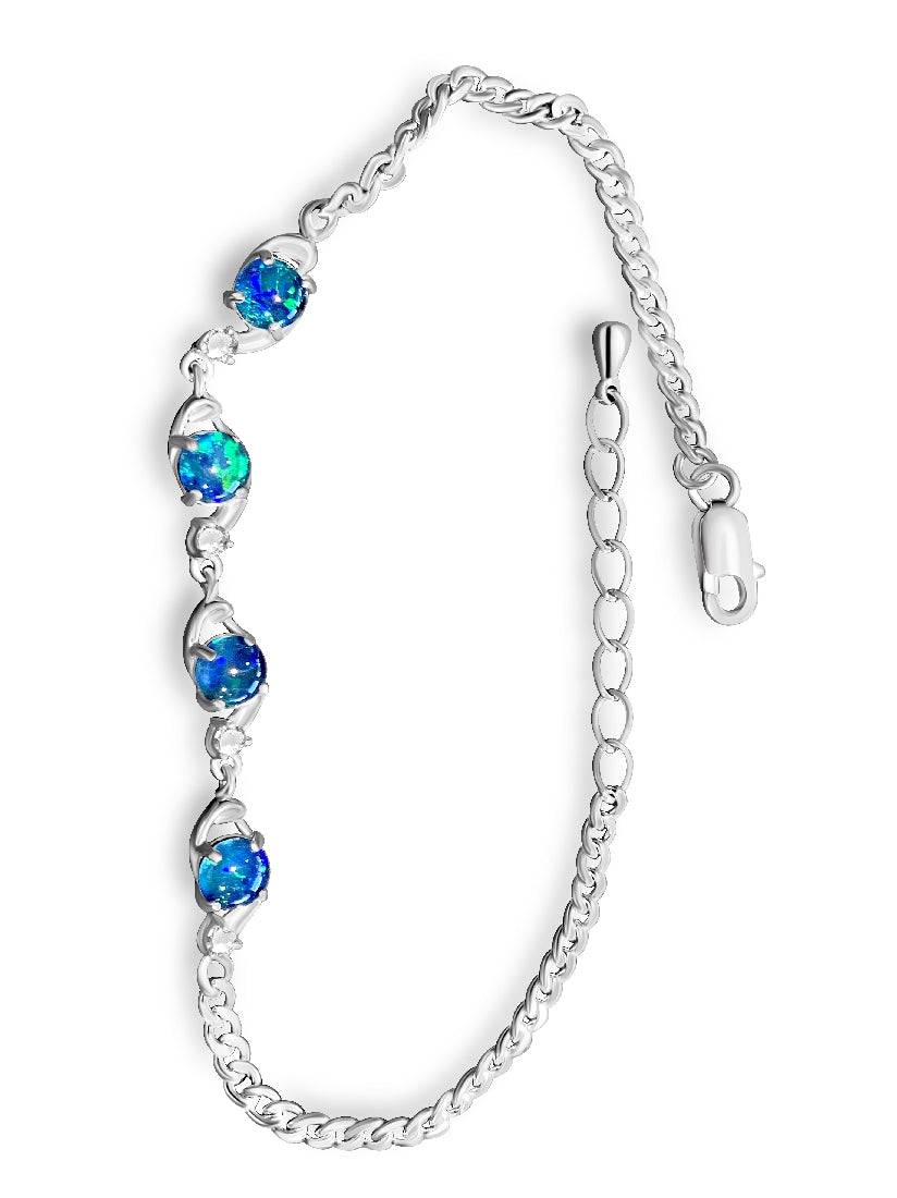 Sterling Silver Opal triplet and crystal bracelet - Masterpiece Jewellery Opal & Gems Sydney Australia | Online Shop