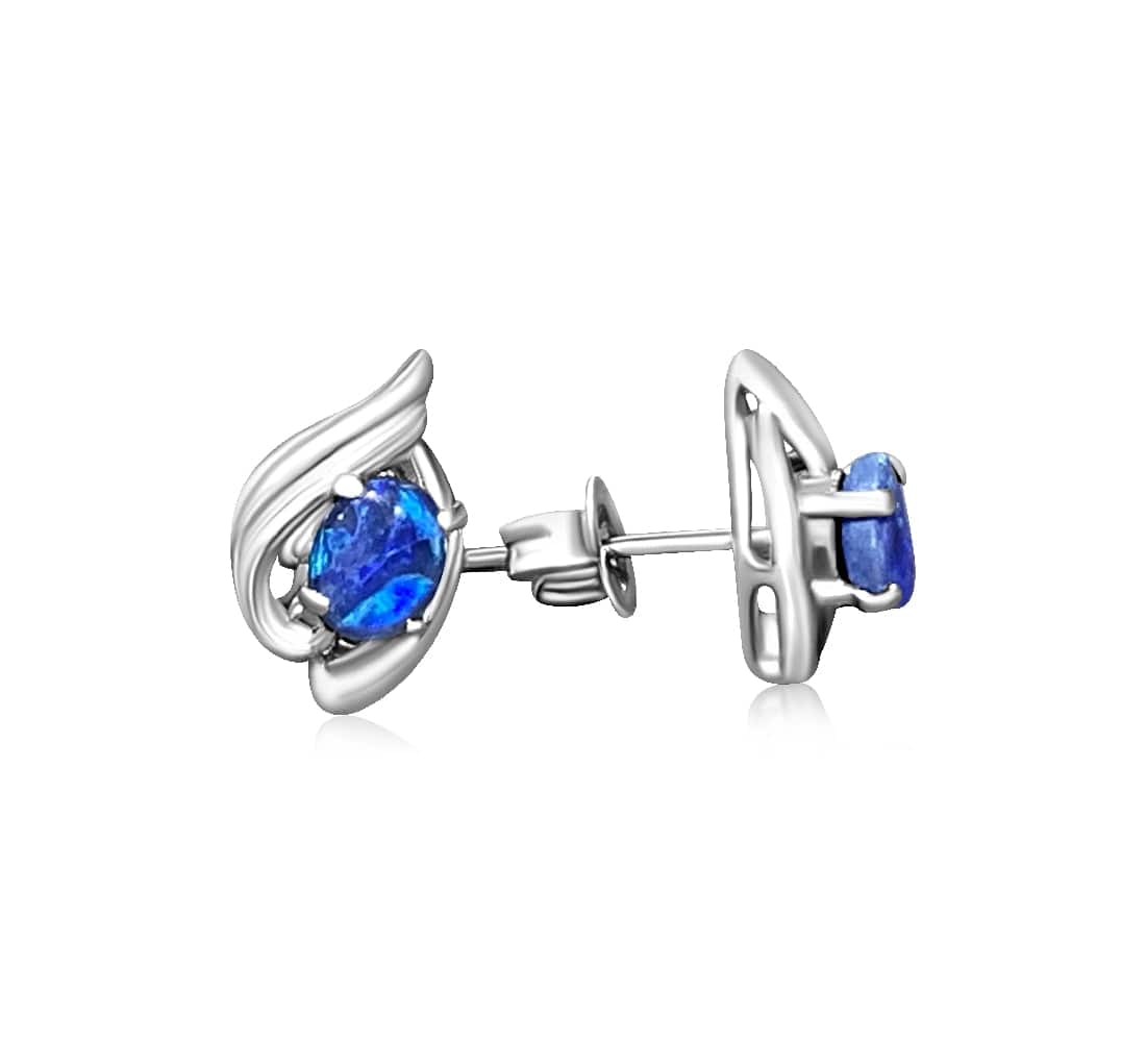 18kt White Gold Black Opal studs - Masterpiece Jewellery Opal & Gems Sydney Australia | Online Shop